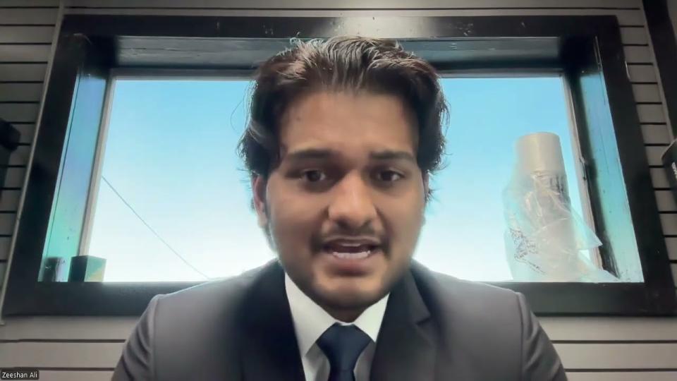 Zeeshan Ali speaking during the President and Executive Vice President Presidential Ticket Candidate Forum